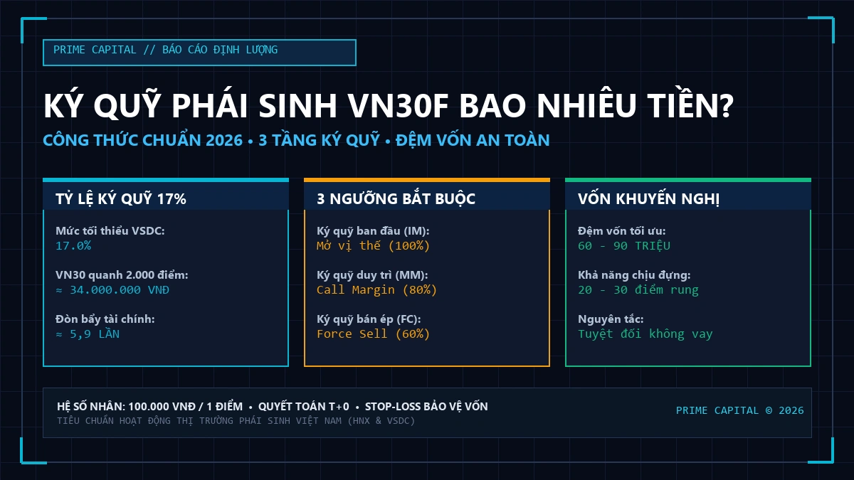 Ký quỹ phái sinh VN30F bao nhiêu tiền? Công thức tính chuẩn 2026