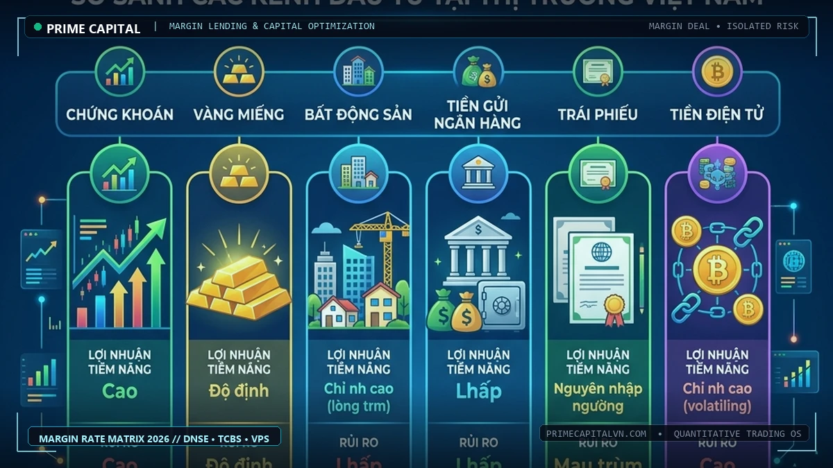 So sánh lãi suất margin chứng khoán 2026: DNSE, TCBS, VPS, SSI